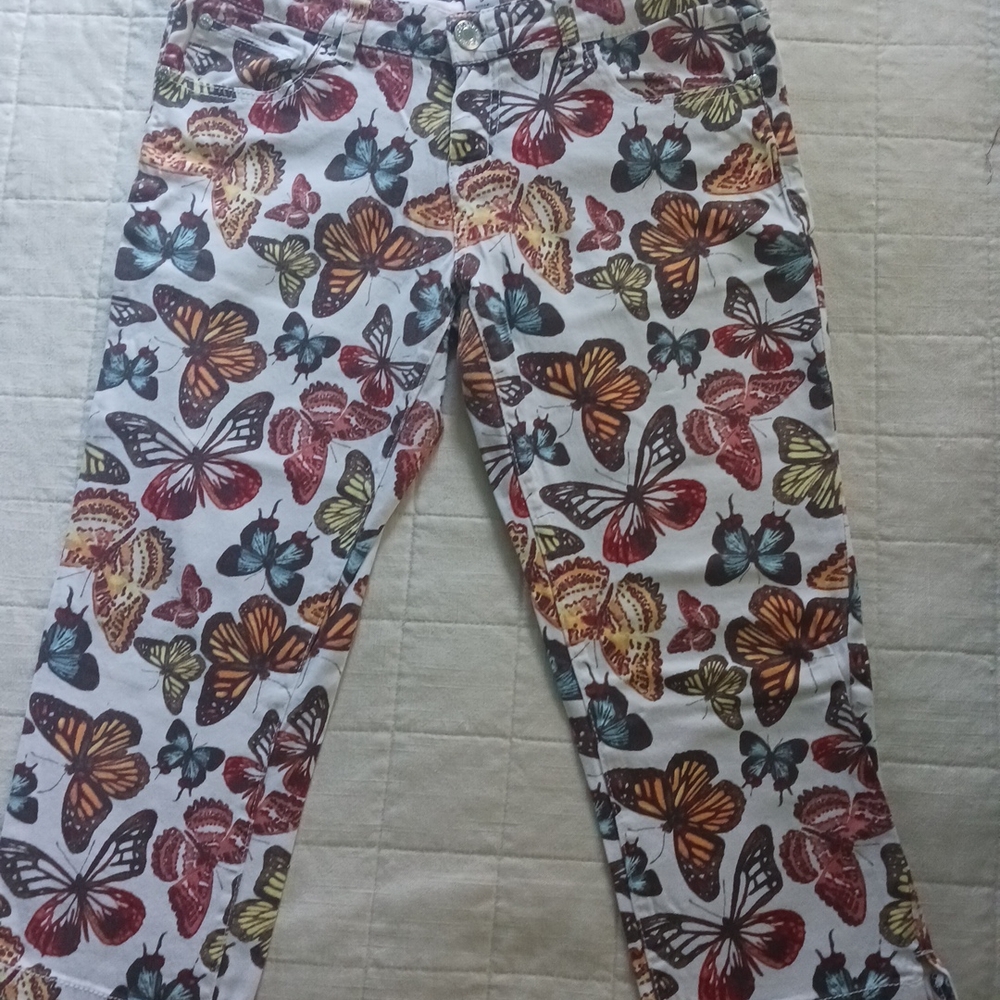 Butterfly Print Crop Pants Womans Sz 9 Stretchy, Perfect!